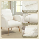 HOMCOM Teddy Fleece Upholstered Accent Chair with Metal Legs, Cream White