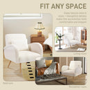 HOMCOM Teddy Fleece Upholstered Accent Chair with Metal Legs, Cream White