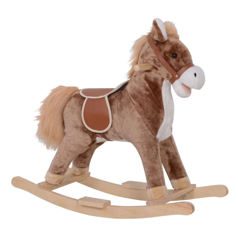 HOMCOM Children's Rocking Horse - Brown and White