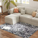 HOMCOM Non-Slip Washable Rug, Chenille Floor Carpet for Living Room,