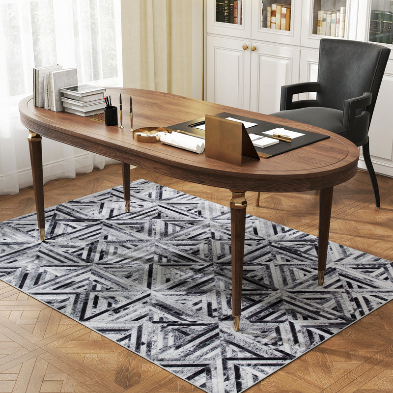 HOMCOM Non-Slip Washable Rug, Chenille Floor Carpet for Living Room,