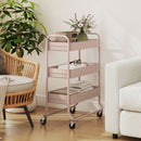 HOMCOM 3-Tier Storage Trolley, Storage Cart With Mesh Backets, Wheels