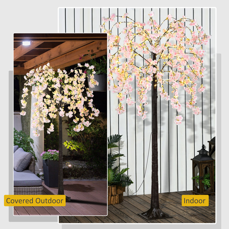 HOMCOM 180cm Cherry Blossom Tree Light with 350 LED Lights Fake Sakura Tree