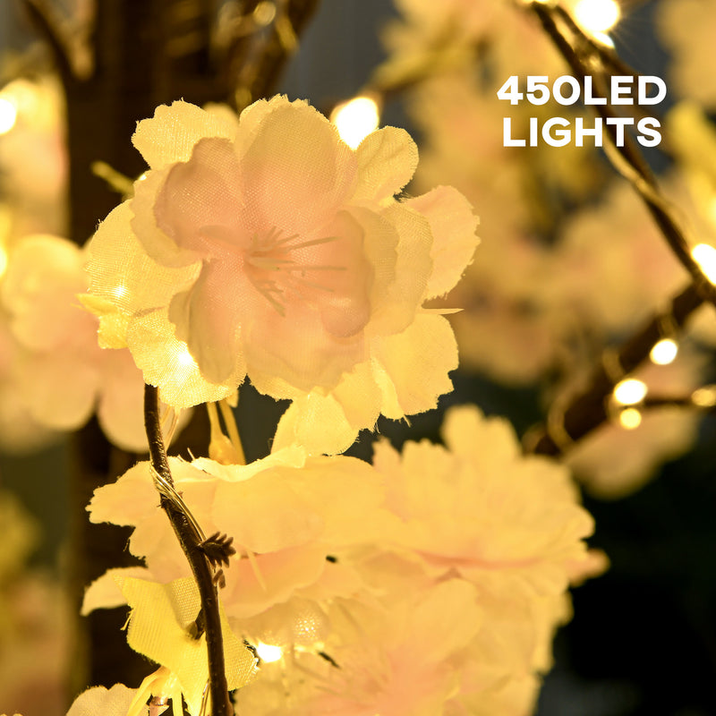 HOMCOM 180cm Cherry Blossom Tree Light with 350 LED Lights Fake Sakura Tree
