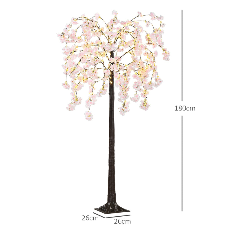 HOMCOM 180cm Cherry Blossom Tree Light with 350 LED Lights Fake Sakura Tree