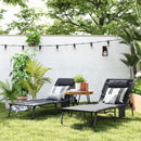 Outsunny 2 Pieces Foldable Sun Lounger Set with Padded Seat, Black