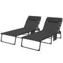 Outsunny 2 Pieces Foldable Sun Lounger Set with Padded Seat, Black