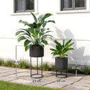 Outsunny Metal Plant Pots Flower Planters Set Of 2 For Indoor Outdoor Black