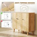HOMCOM Vintage Sideboard Cabinet with 3 Chevron Doors, Natural Wood Finish