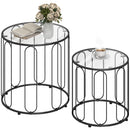 HOMCOM Coffee Table Set Of 2, Nest Of Tables With Metal Frame, Black