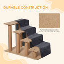 PawHut Four-Step Portable Dog Stairs with Washable Plush Cover, Dark Grey