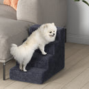 PawHut Four-Step Portable Dog Stairs with Washable Plush Cover, Dark Grey