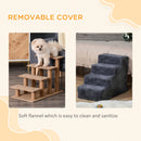 PawHut Four-Step Portable Dog Stairs with Washable Plush Cover, Dark Grey
