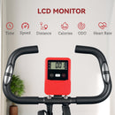 SPORTNOW Folding Exercise Bike With Arm Bands And Hand Pulse Sensor, Red