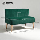HOMCOM 46" Loveseat Sofa 2 Seater Sofa with Padded Seat, Dark Green