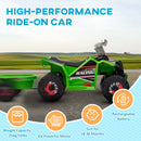 HOMCOM Green Electric Quad Bike, 6V Kids Ride-On ATV With Back Trailer