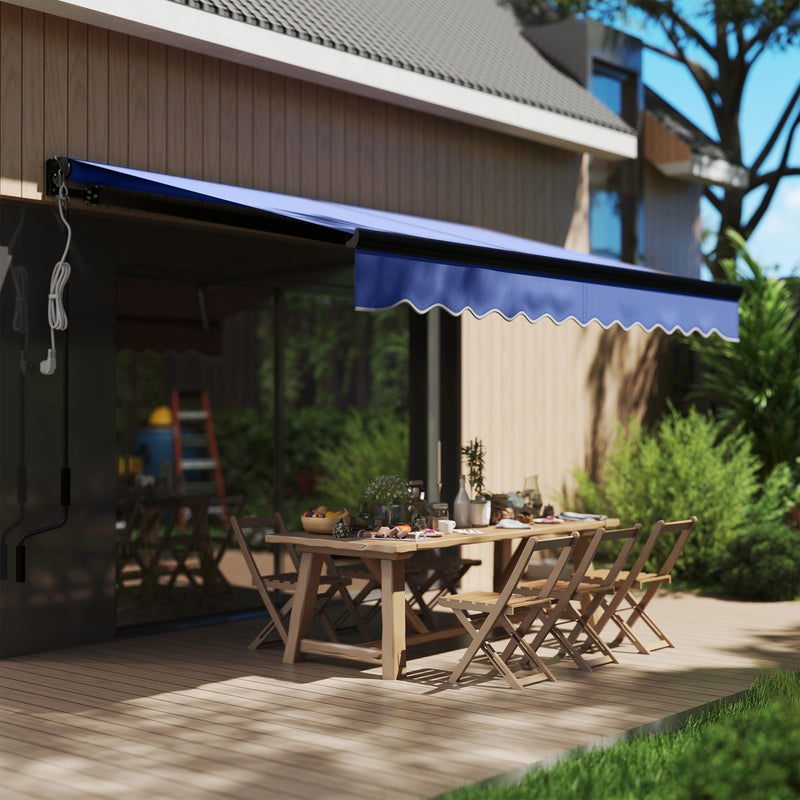 Outsunny 3 X 2.5m Electric Awning With LED Light And Remote Controller