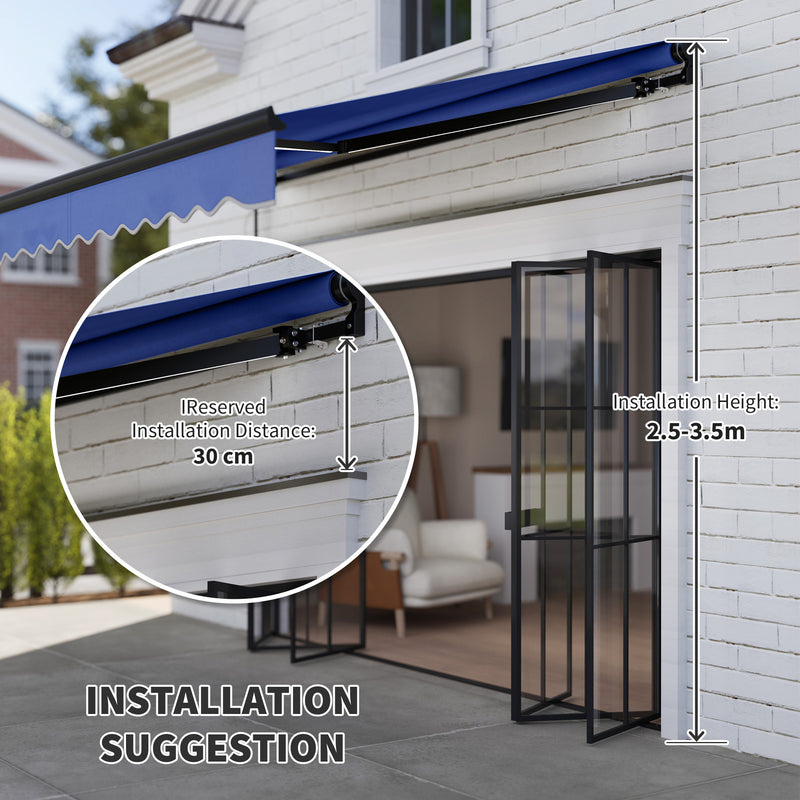 Outsunny 3 X 2.5m Electric Awning With LED Light And Remote Controller