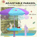 Outsunny Kids Bistro Table and Chair Set w/ Fairy Theme, Adjustable Parasol