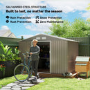 Outsunny Garden Shed Storage Unit w/Locking Door Floor Foundation Vent Grey