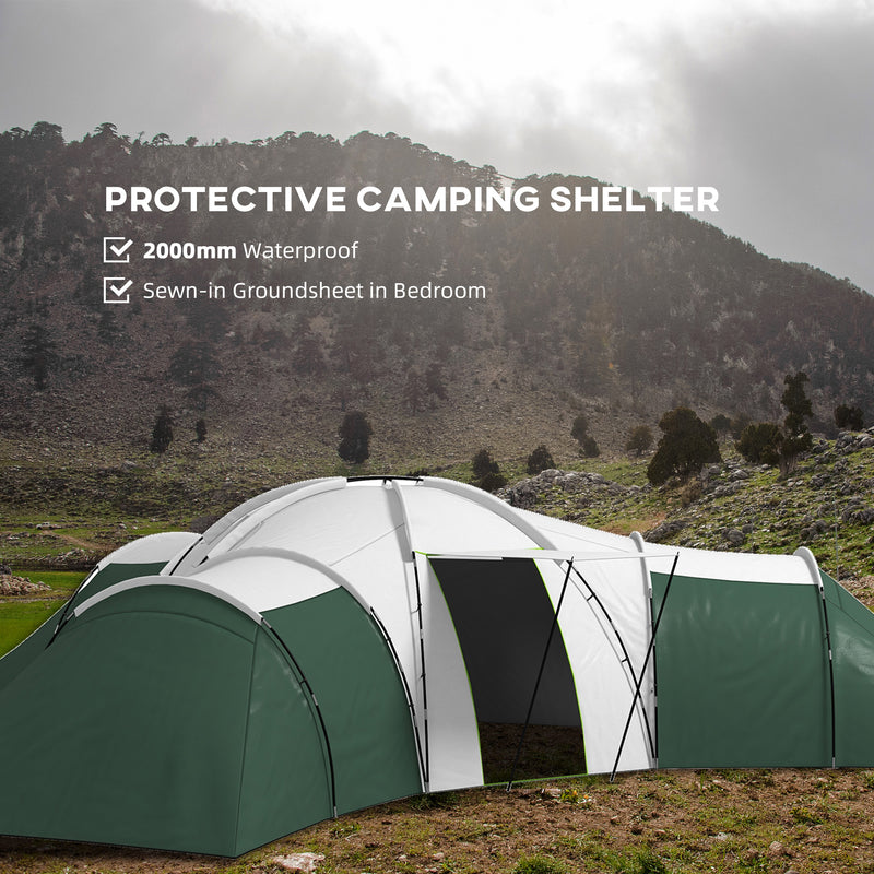 3 bed tent Outsunny Large Camping Tent with 3 Bedroom, Living Area and Porch for
