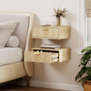 HOMCOM Floating Nightstands Set Of 2 Bedside Tables W/ Wave Drawer Oak