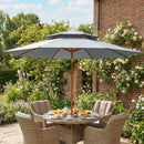 Outsunny 2.7 M Garden Parasol With Double Top, Light Grey