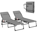 Outsunny Folding Sun Loungers With 5-Level Back, Cup Holder, Grey