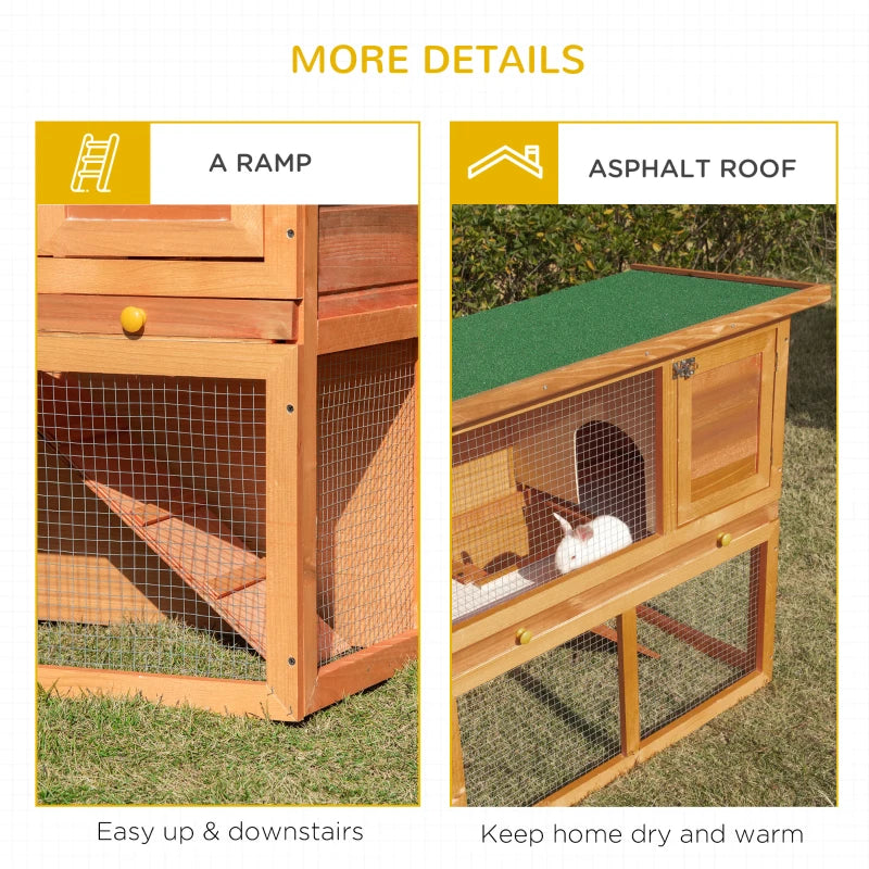 PawHut-2 Tier Rabbit Hutch