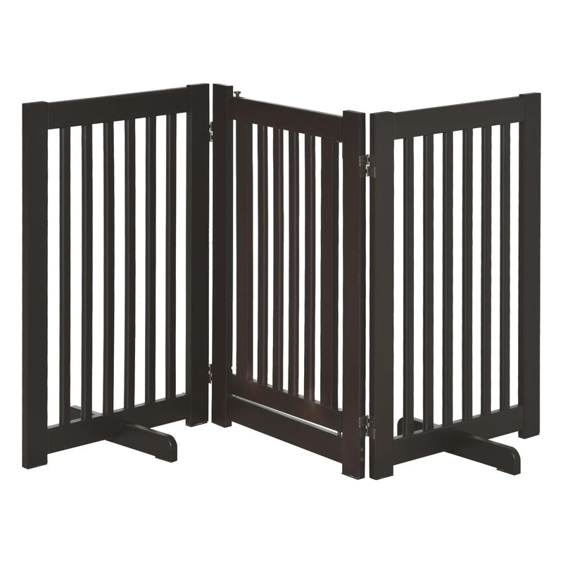 Freestanding Pet Gate, Foldable Pet Fence, Indoor Barrier, 155 x 76 cm, Brown
