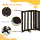 Freestanding Pet Gate, Foldable Pet Fence, Indoor Barrier, 155 x 76 cm, Brown