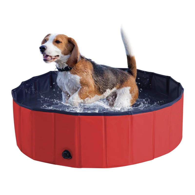 Padding Pool Red Foldable Pet Paddling Pool Swimming Indoor/Outdoor Collapsible
