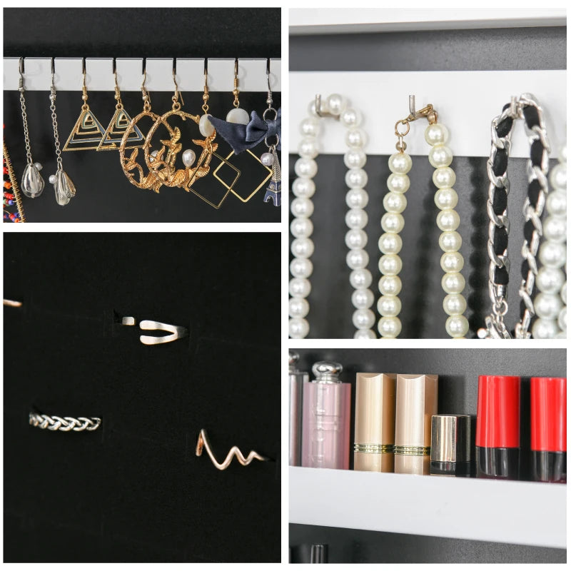 HOMCOM Free Standing LED Mirrored Jewellery Cabinet -  Warm White