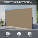Outsunny Side Awning Retractable, Privacy Screen, 400x180cm, Khaki
