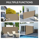 Outsunny Side Awning Retractable, Privacy Screen, 400x180cm, Khaki