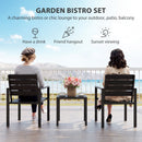 Outsunny 3 Pieces Garden Bistro Set for 2, Outdoor Bistro Table and Chairs