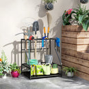 Outsunny Garden Tool Storage Rack, 3-Tier Garden Tool Rack with 11 Hooks