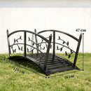 Outsunny 1.2M Metal Garden Bridge with Safety Railings, Outdoor Pond Bridge