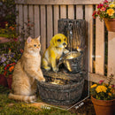 Outsunny Garden Water Feature, Freestanding Water Fountain with LED Lights