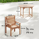 Outsunny Garden Dining Set, Round Table and Chairs w/ Parasol Hole, Natural