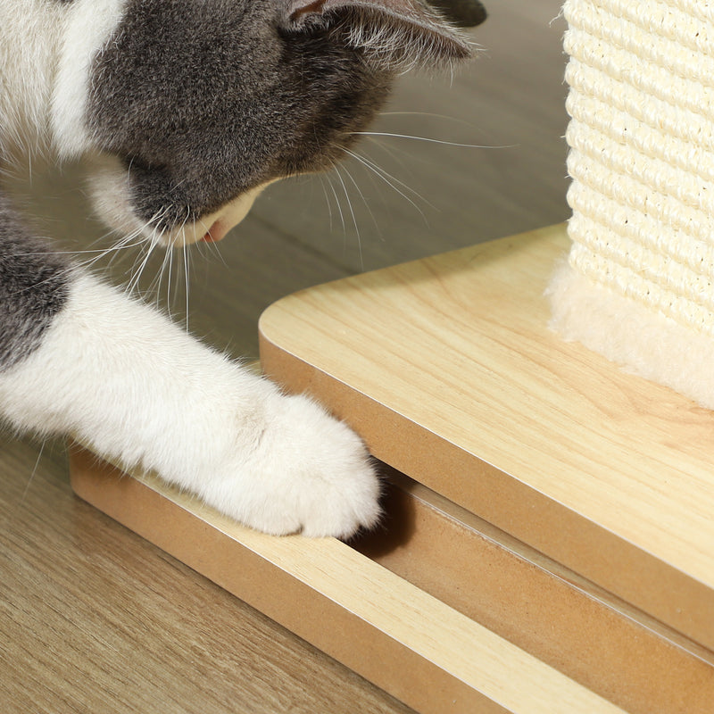 PawHut Cat Scratching Post 3 in 1 Cat Scratcher w/ Track Ball Toy