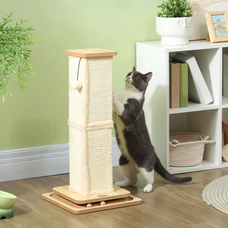 PawHut Cat Scratching Post 3 in 1 Cat Scratcher w/ Track Ball Toy