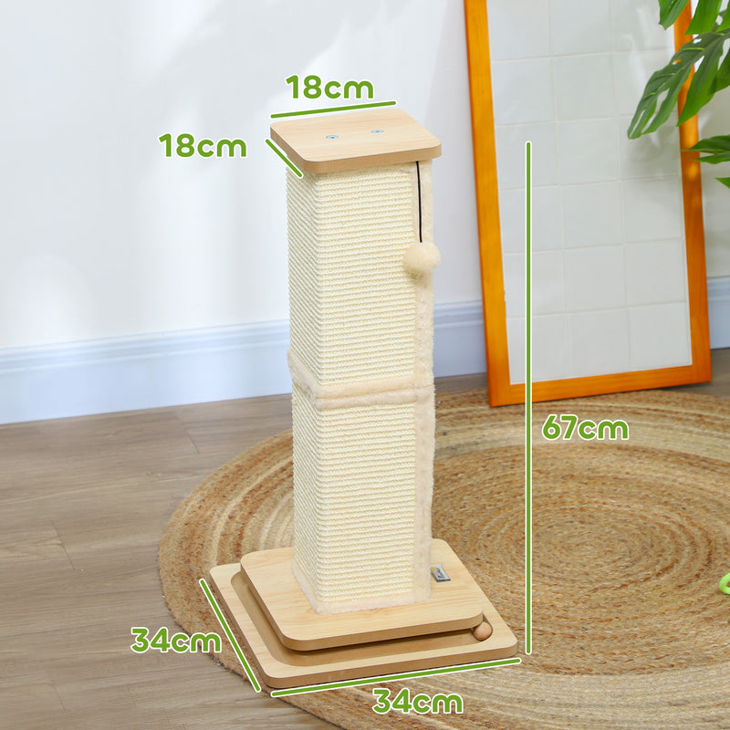 PawHut Cat Scratching Post 3 in 1 Cat Scratcher w/ Track Ball Toy
