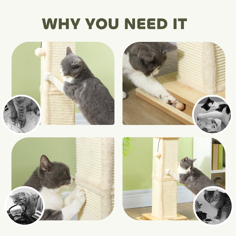 PawHut Cat Scratching Post 3 in 1 Cat Scratcher w/ Track Ball Toy