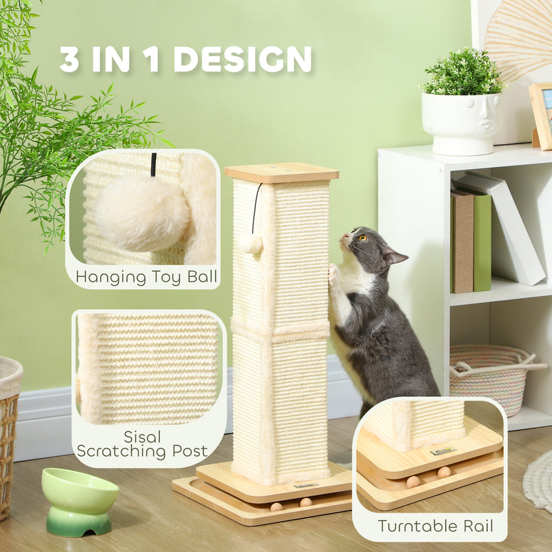 PawHut Cat Scratching Post 3 in 1 Cat Scratcher w/ Track Ball Toy