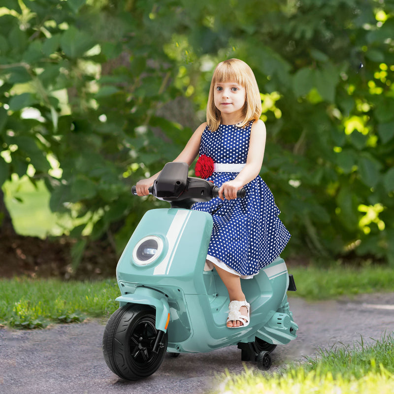 AIYAPLAY 6V Kids Electric Motorbike With Headlight And Music - Black/Green/Pink