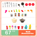 Kids Kitchen Playset with 67 Pieces Accessories and Realistic Lights-Orange