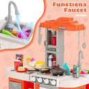 Kids Kitchen Playset with 67 Pieces Accessories and Realistic Lights-Orange
