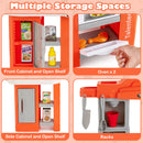 Kids Kitchen Playset with 67 Pieces Accessories and Realistic Lights-Orange