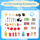69 Pieces Kids Kitchen Playset Toy with Boiling and Vapor Effects-Blue